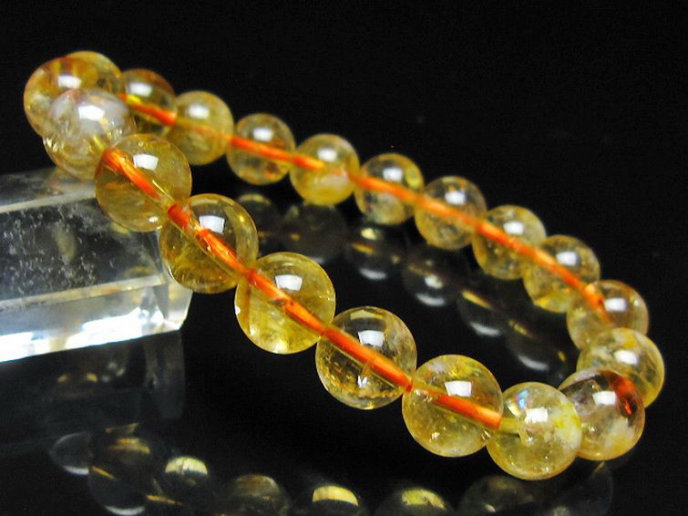 虹入り シトリン ブレスレット 10mm [t366-13929] 1枚目