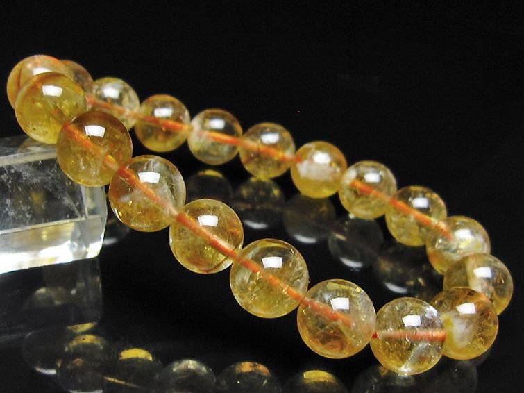 虹入り シトリン ブレスレット 10mm [t366-13932] 1枚目
