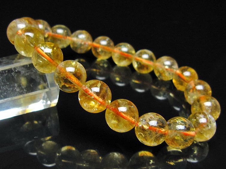 虹入り シトリン ブレスレット 10mm [t366-13935] 1枚目