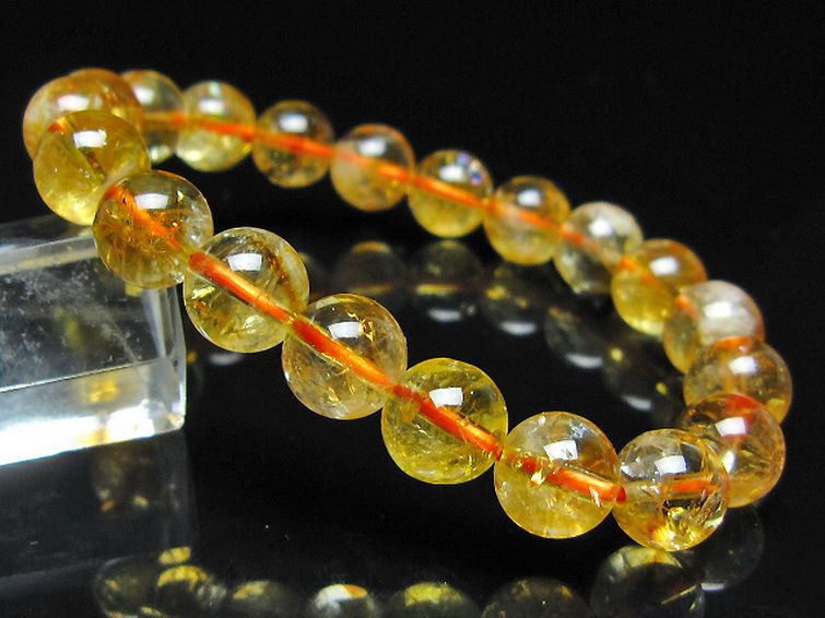 虹入り シトリン ブレスレット 9mm [t366-13940] 1枚目