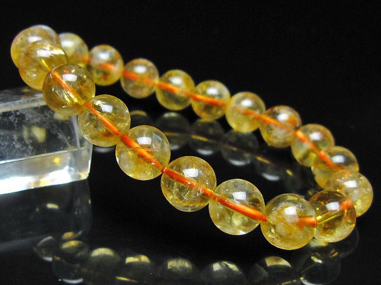 虹入り シトリン ブレスレット 9mm [t366-13945] 1枚目
