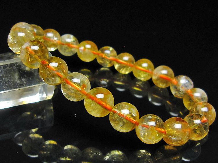 虹入り シトリン ブレスレット 9mm [t366-13949] 1枚目