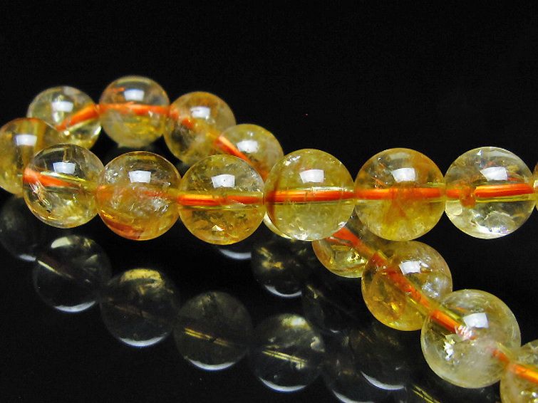 虹入り シトリン ブレスレット 9mm [t366-13949] 2枚目