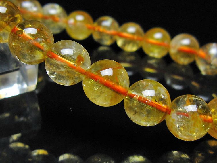 虹入り シトリン ブレスレット 9mm [t366-13949] 3枚目