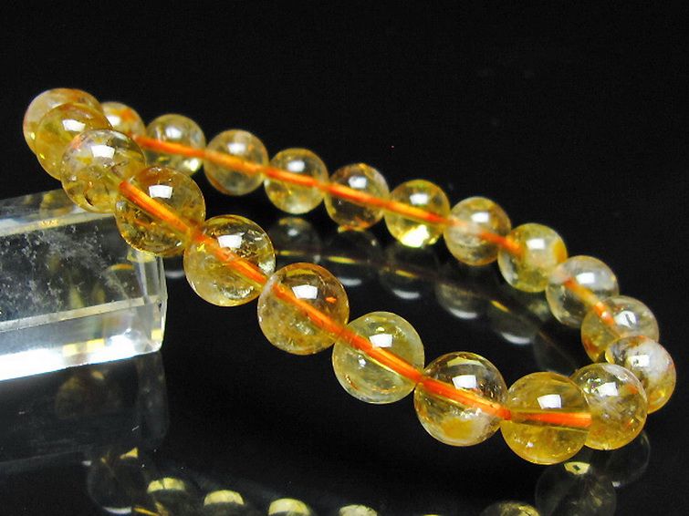 虹入り シトリン ブレスレット 9mm [t366-13951] 1枚目