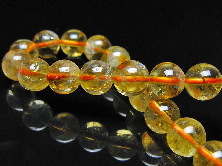 虹入り シトリン ブレスレット 9mm [t366-13951] 2枚目