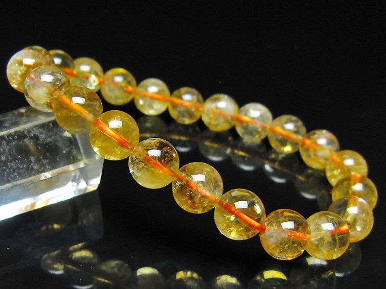 虹入り シトリン ブレスレット 9mm [t366-13953] 1枚目