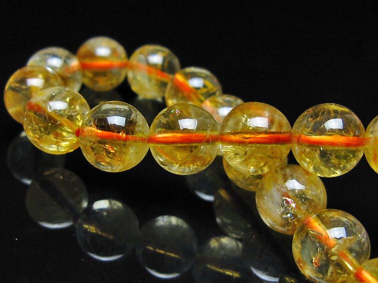 虹入り シトリン ブレスレット 9mm [t366-13953] 2枚目