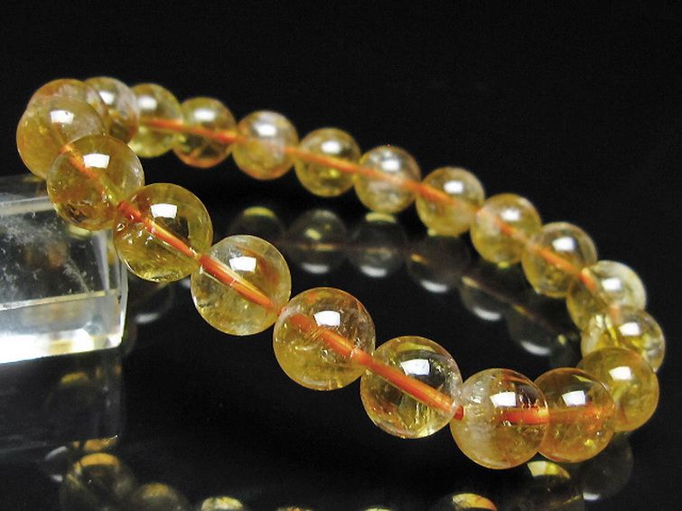 虹入り シトリン ブレスレット 9mm [t366-13957] 1枚目