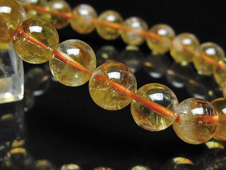 虹入り シトリン ブレスレット 9mm [t366-13957] 3枚目