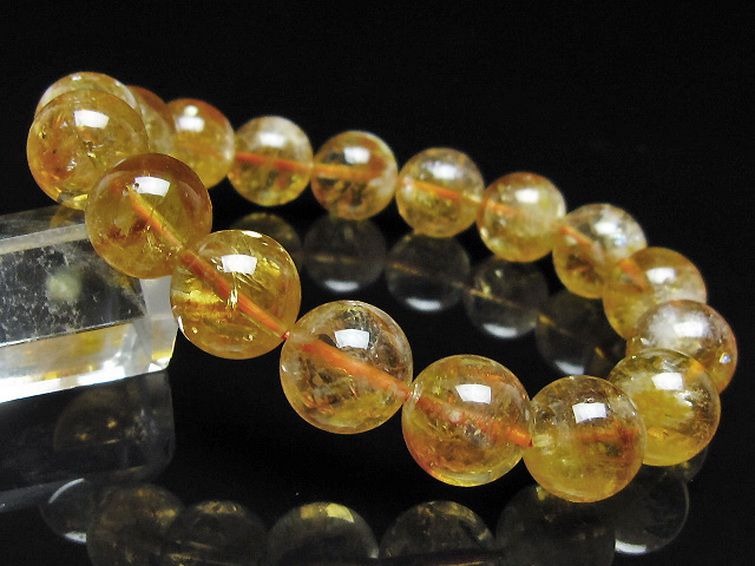 虹入り シトリン ブレスレット 13mm [t366-13976] 1枚目