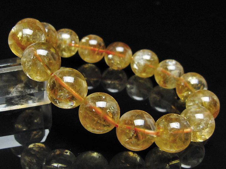 虹入り シトリン ブレスレット 13mm [t366-13980] 1枚目