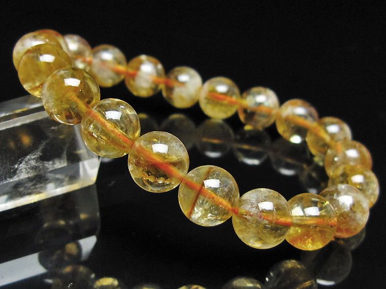 虹入り シトリン ブレスレット 10mm [t366-13985] 1枚目