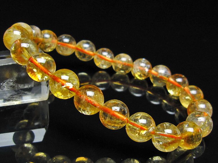虹入り シトリン ブレスレット 9mm [t366-13987] 1枚目