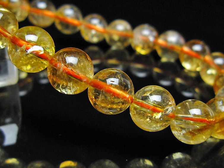 虹入り シトリン ブレスレット 9mm [t366-13987] 3枚目
