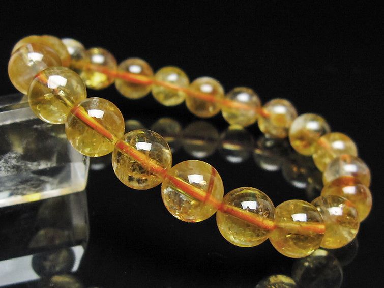 虹入り シトリン ブレスレット 9mm [t366-13988] 1枚目