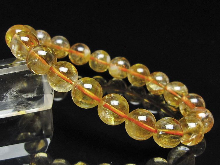 虹入り シトリン ブレスレット 9mm [t366-13989] 1枚目