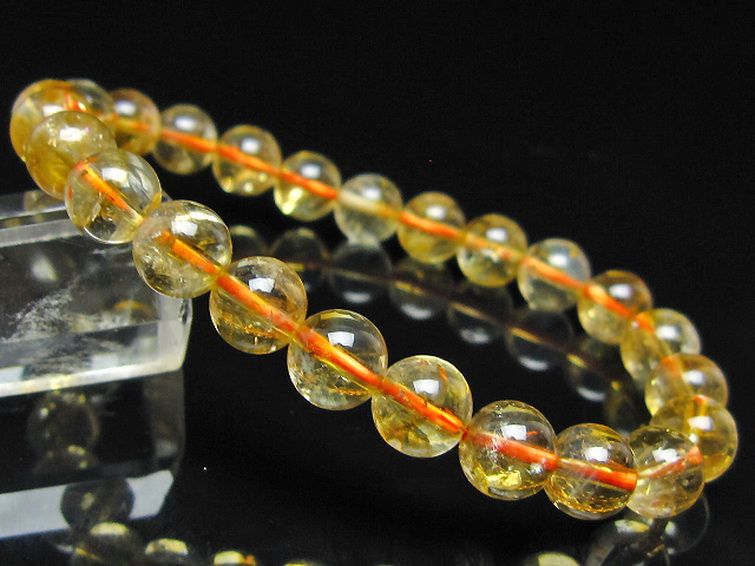 虹入り シトリン ブレスレット 8mm [t366-13994] 1枚目