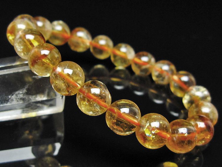 虹入り シトリン ブレスレット 9mm [t366-13996] 1枚目