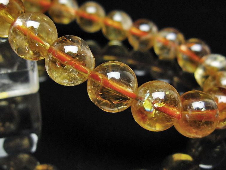 虹入り シトリン ブレスレット 9mm [t366-13996] 3枚目