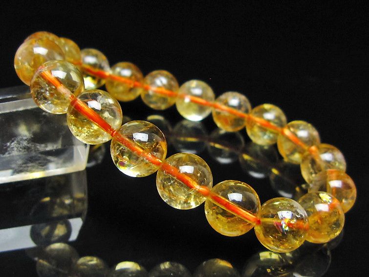 虹入り シトリン ブレスレット 10mm [t366-14001] 1枚目