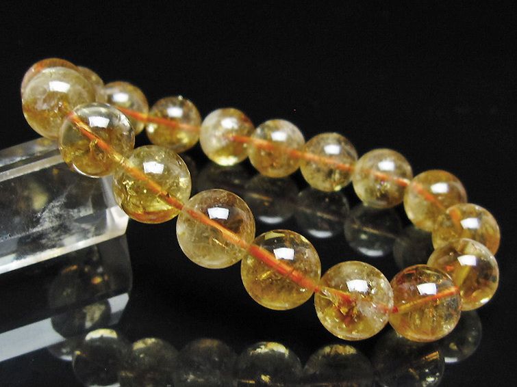 虹入り シトリン ブレスレット 11mm [t366-14002] 1枚目