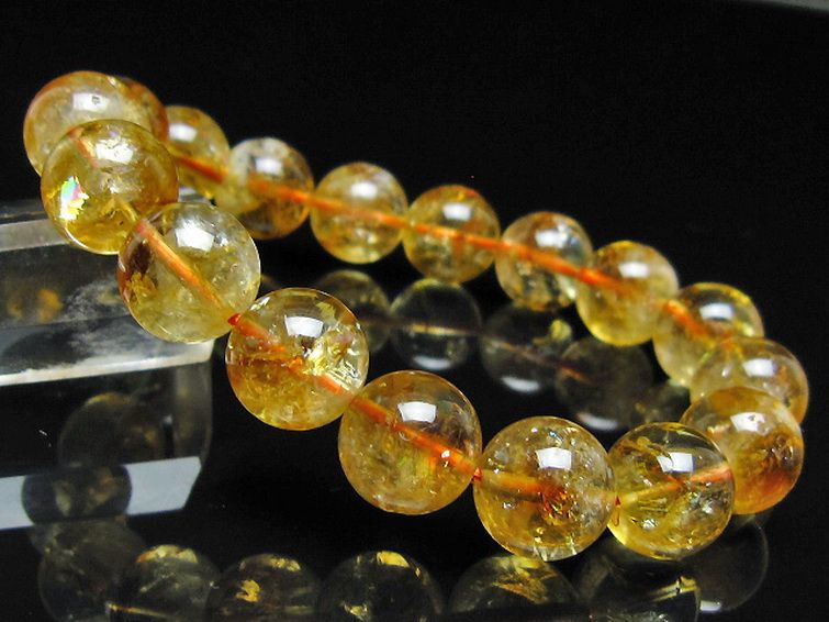 虹入り シトリン ブレスレット 13mm [t366-14003] 1枚目