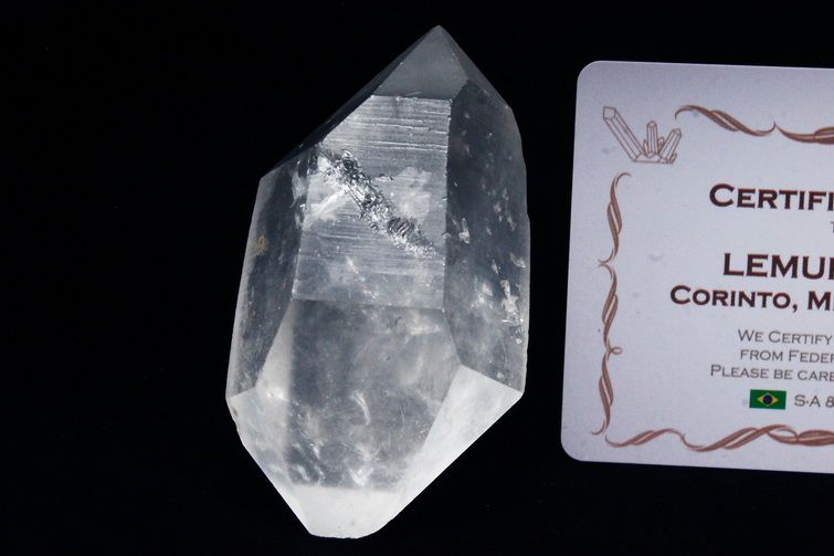 レムリアンシード水晶 ダブルポイント 原石 ミナスジェライス州コリント産 ※証明書付き[T370-4135] 1枚目