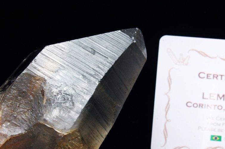 シトリン レムリアンシード水晶 原石 ミナスジェライス州コリント産 ※証明書付き[T370-4142] 1枚目