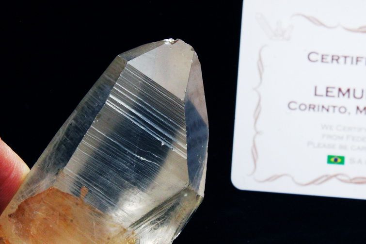 シトリン レムリアンシード水晶 原石 ミナスジェライス州コリント産 ※証明書付き[T370-4144] 1枚目