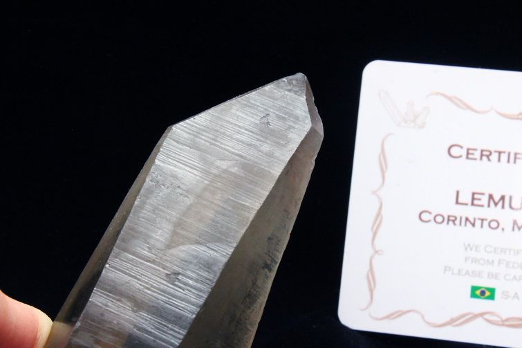 シトリン レムリアンシード水晶 ダブルポイント 原石 ミナスジェライス州コリント産 ※証明書付き[T370-4150] 1枚目