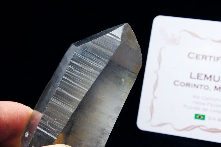 シトリン レムリアンシード水晶 ダブルポイント 原石 ミナスジェライス州コリント産 ※証明書付き[T370-4151] 1枚目