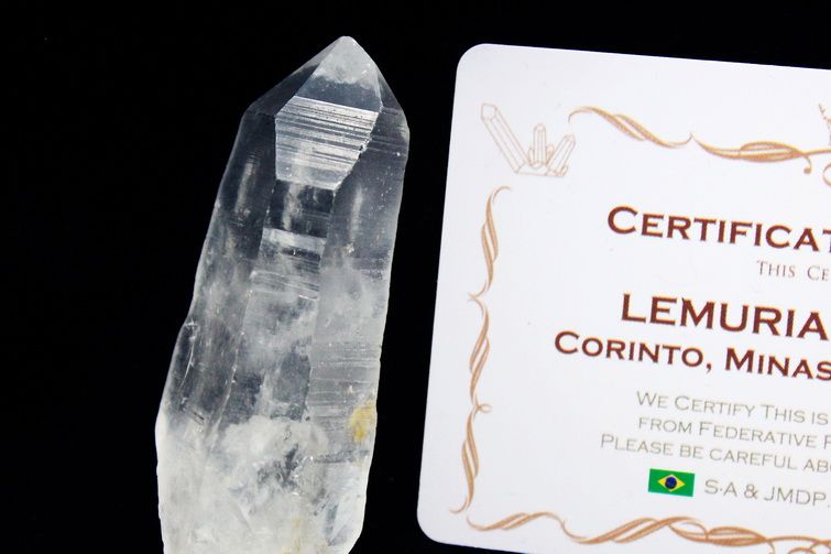 レムリアンシード水晶 ダブルポイント 原石 ミナスジェライス州コリント産 ※証明書付き[T370-4174] 1枚目