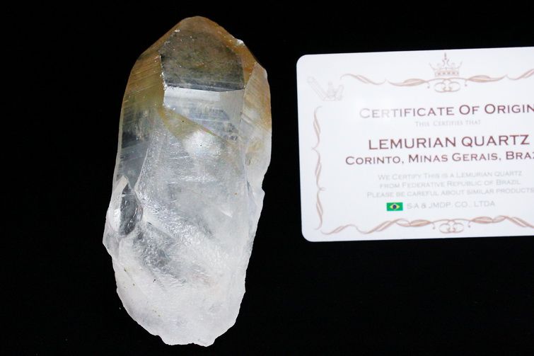 シトリン レムリアンシード水晶 原石 ミナスジェライス州コリント産 ※証明書付き[T370-4184] 1枚目