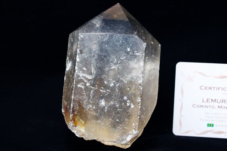 シトリン レムリアンシード水晶 原石 ミナスジェライス州コリント産 ※証明書付き[T370-4819] 1枚目