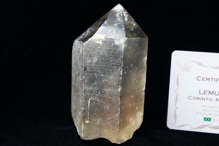 シトリン レムリアンシード水晶 原石 ミナスジェライス州コリント産 ※証明書付き[T370-4834] 1枚目