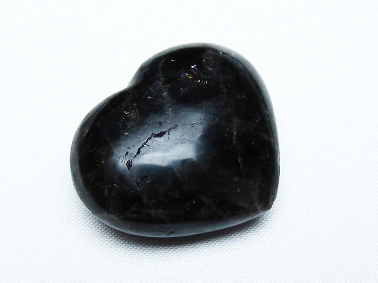 モリオン 純天然 黒水晶 ハート 置物[T375-4494] 1枚目