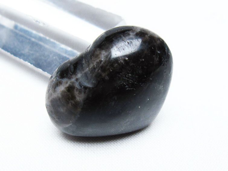モリオン 純天然 黒水晶 ハート 置物 [t375-4583] 2枚目