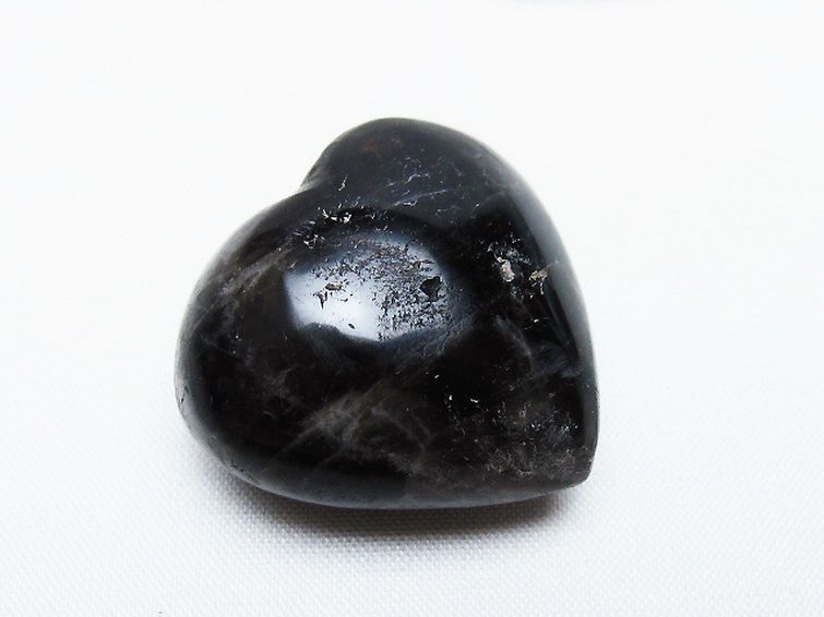 モリオン 純天然 黒水晶 ハート 置物[T375-4609] 1枚目