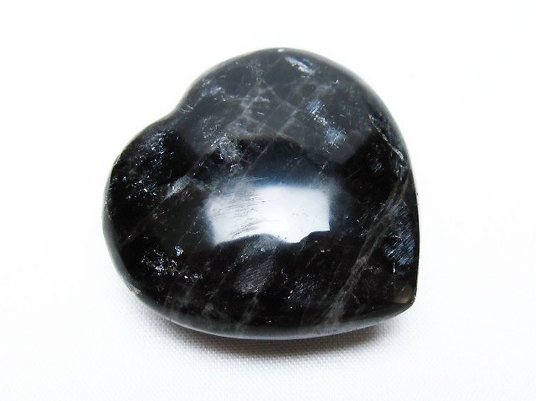 モリオン 純天然 黒水晶 ハート 置物[T375-4650] 1枚目