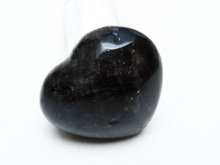 モリオン 純天然 黒水晶 ハート 置物[T375-4693] 1枚目