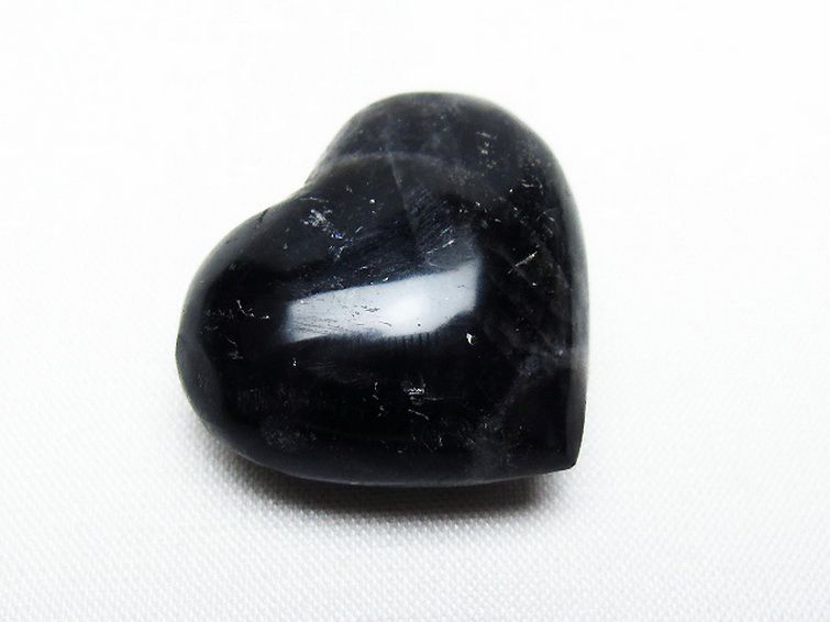 モリオン 純天然 黒水晶 ハート 置物[T375-4717] 1枚目