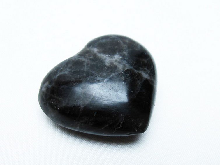 モリオン 純天然 黒水晶 ハート 置物 [t375-4808] 1枚目