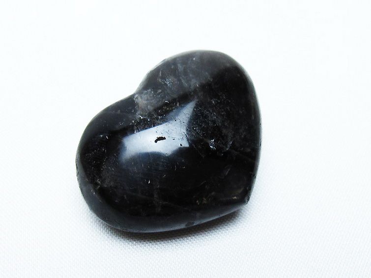 モリオン 純天然 黒水晶 ハート 置物[T375-4824] 1枚目