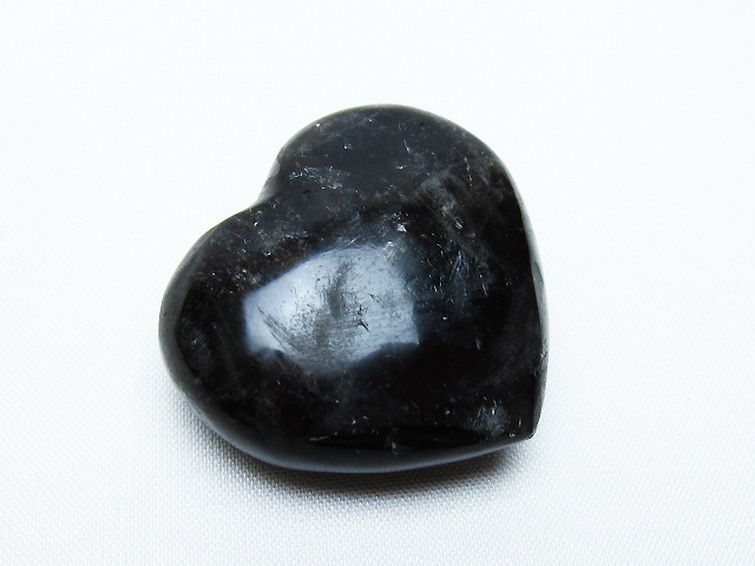 モリオン 純天然 黒水晶 ハート 置物[T375-4854] 1枚目