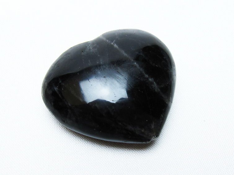 モリオン 純天然 黒水晶 ハート 置物[T375-4883] 1枚目