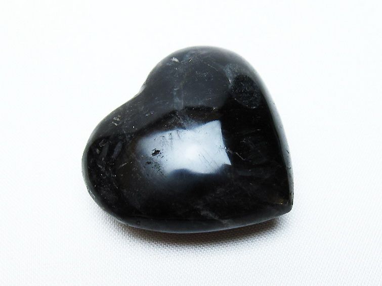 モリオン 純天然 黒水晶 ハート 置物[T375-4906] 1枚目