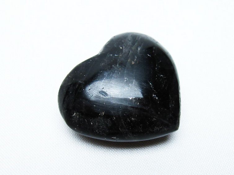 モリオン 純天然 黒水晶 ハート 置物[T375-4928] 1枚目