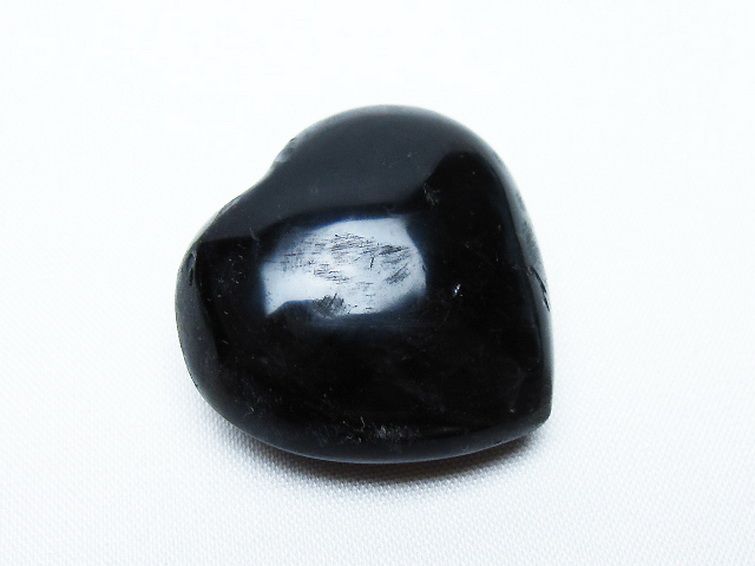 モリオン 純天然 黒水晶 ハート 置物[T375-4940] 1枚目