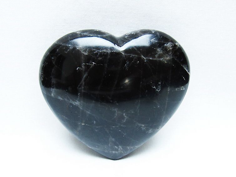 モリオン 純天然 黒水晶 ハート 置物[T375-5066] 1枚目